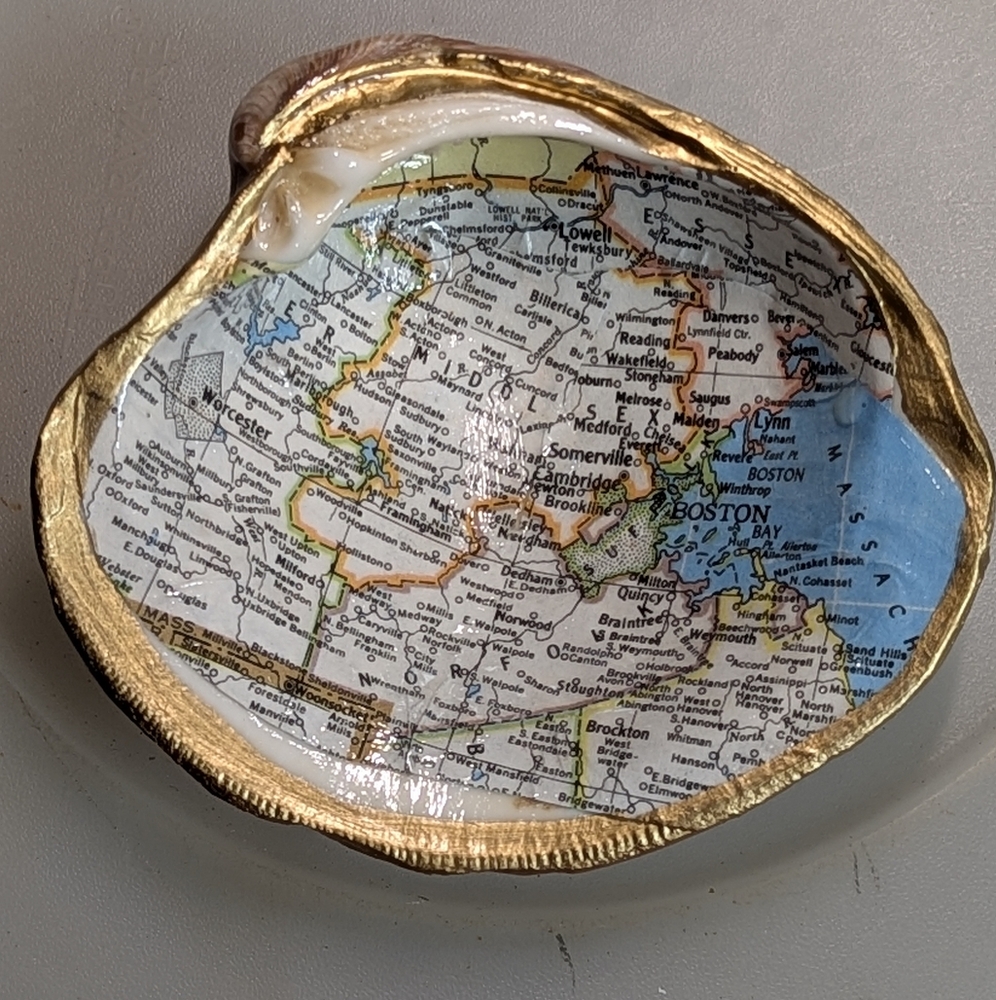 Handcrafted map decoupaged oyster shells pick a city we will make…